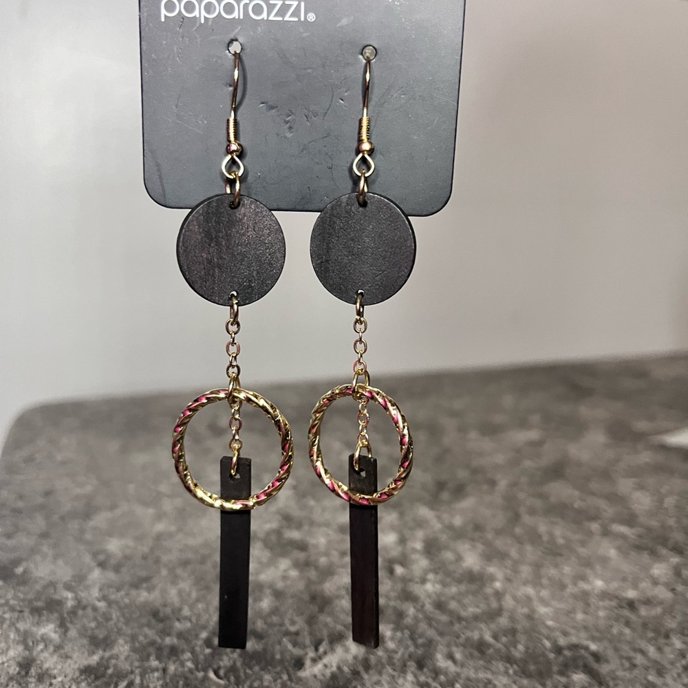 Paparazzi Dark Brown Dangle Earrings